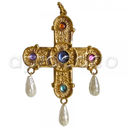 aprococo - Spectacular vintage CHANEL GRIPOIX Byzantine CROSS