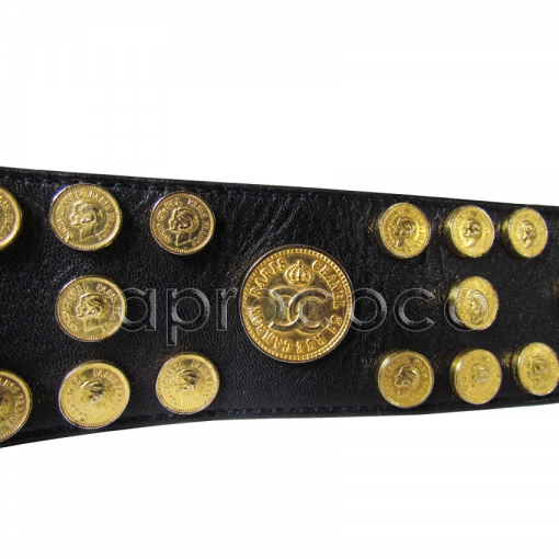 Lady GAGA CHANEL Ledergürtel-Gürtel pechschwarz voll mit Münzen - Bezaubernd & Rar