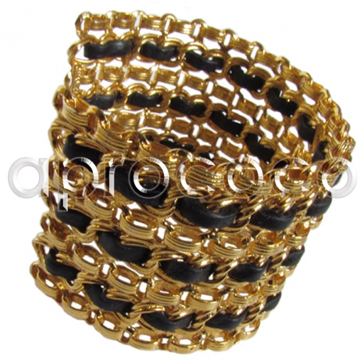 aprococo - Vintage CHANEL Gold Chain & Leather BRACELET inspired