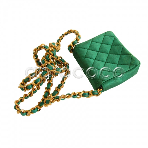 aprococo - CHANEL Emerald Green mini 2.55 flap bag necklace w/ chain strap